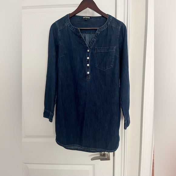 Express Women’s Chambray Dress Blue Denim Shirtdress Sz XS - Picture 1 of 10